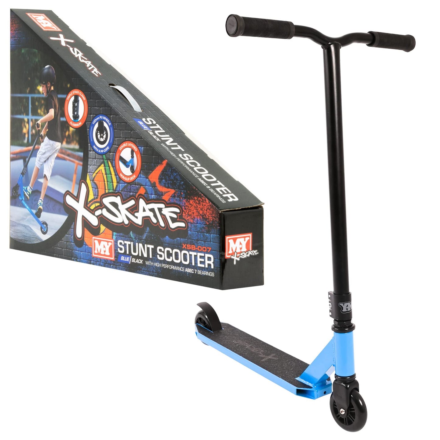 M.Y X-Skate XSG-007 Stunt Scooter - Trick Kick Scooter With ABEC 7 Chrome Bearings & 100mm Aluminium