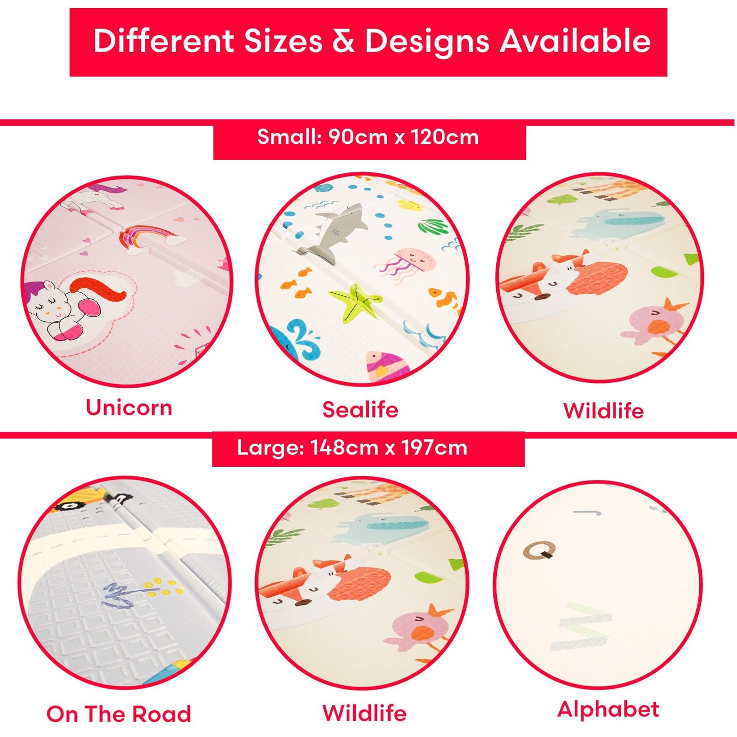 KandyToys Sea Life Foldable Baby Play Mat | Thick Padded XPE Baby Crawl Mat | Waterproof | Safe