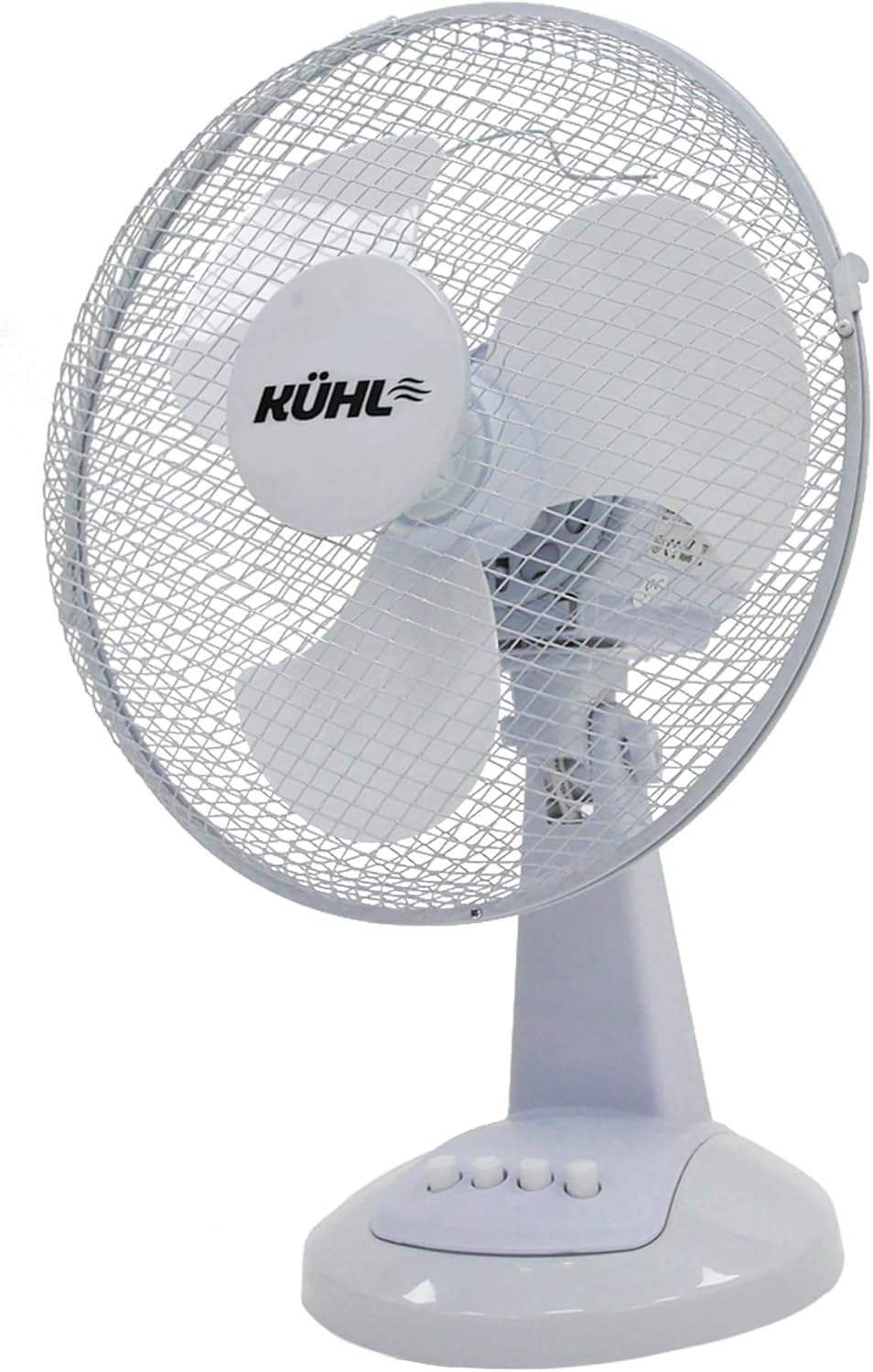 KÜHL 12" White Desk Fan Electric Oscillating Cooling Fan with 3 Speed Settings | Adjustable Tilt | Table Fan for Home, Office or Bedroom | Easy to Assemble