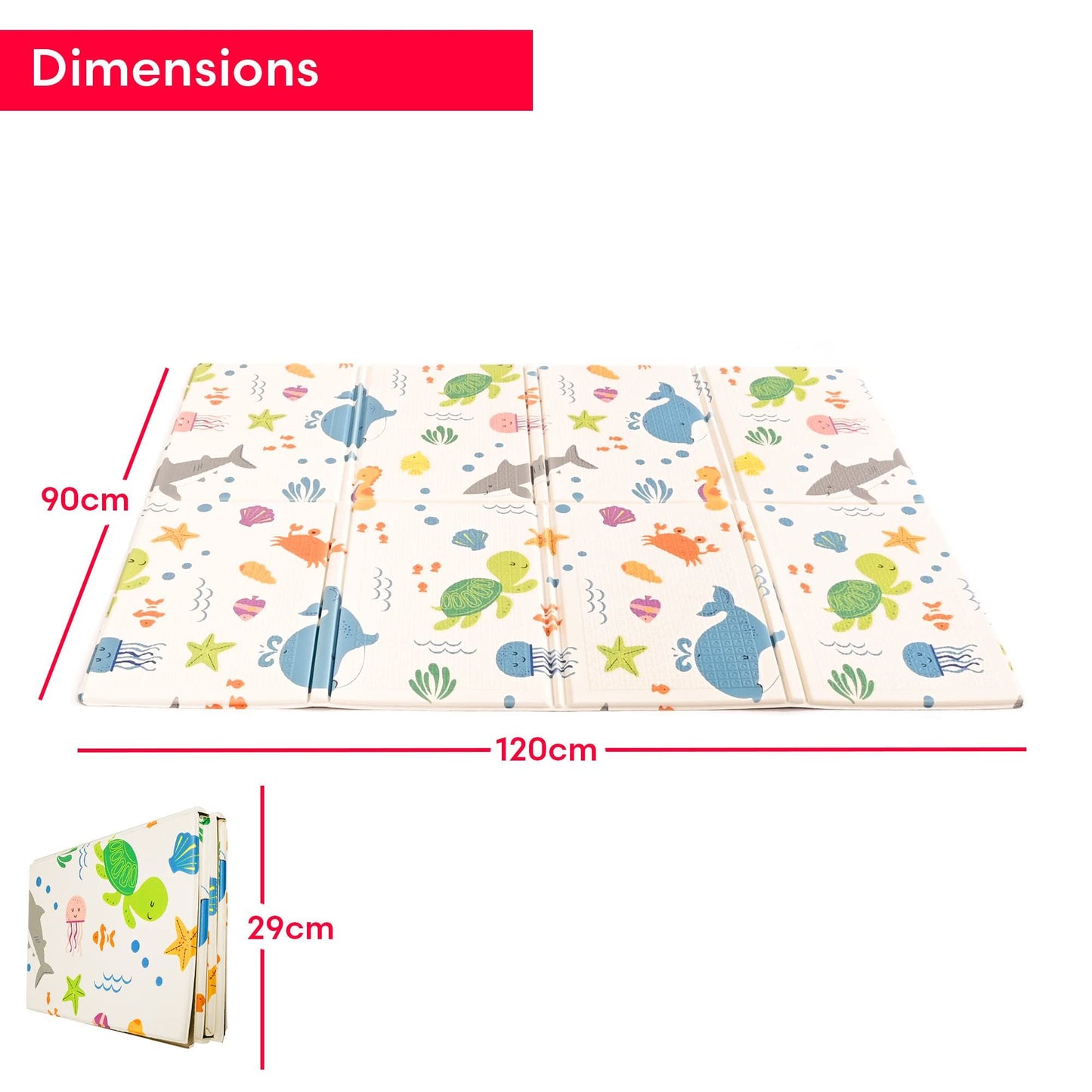 KandyToys Sea Life Foldable Baby Play Mat | Thick Padded XPE Baby Crawl Mat | Waterproof | Safe