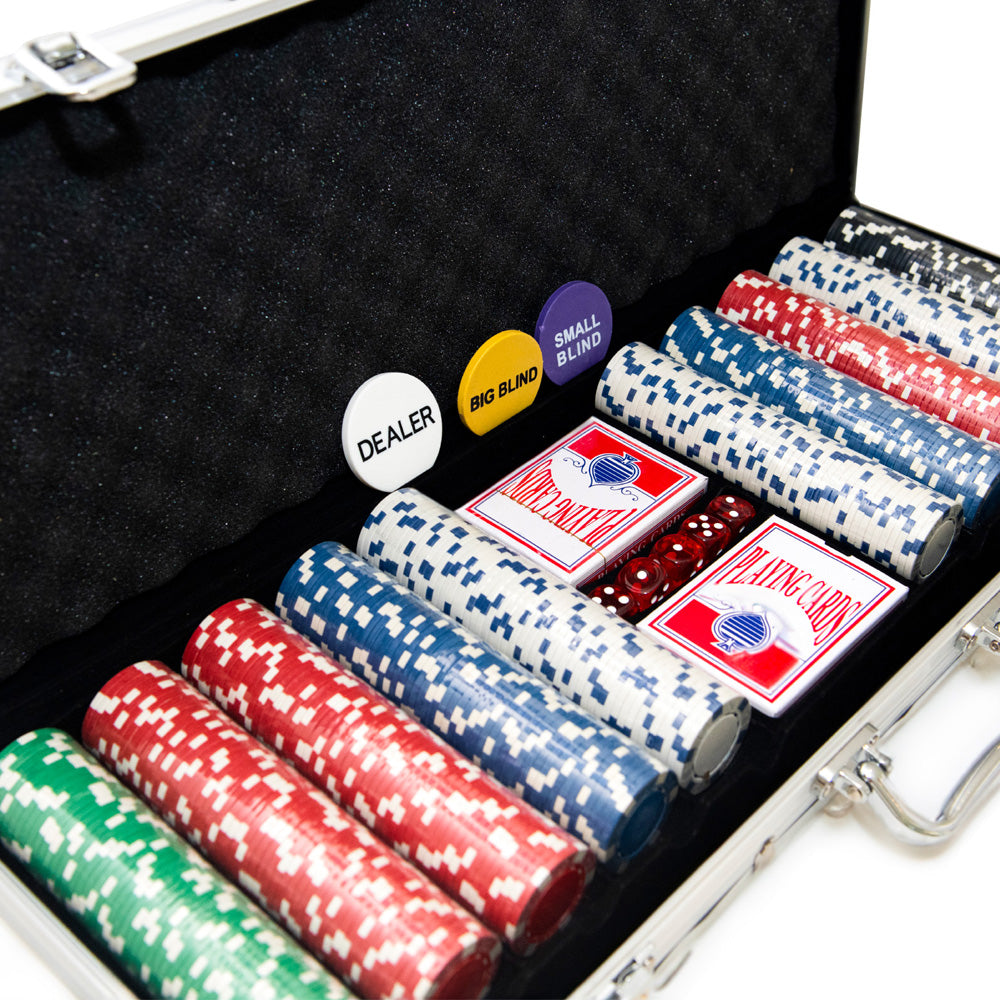 M.Y Texas Hold'em Poker Set - 500 Piece Set in Aluminium Case with 11.5g Heavyweight Poker Chips 2 Decks of Playing Cards Dealer Big Blind and Small Blind Buttons and 5 Dice