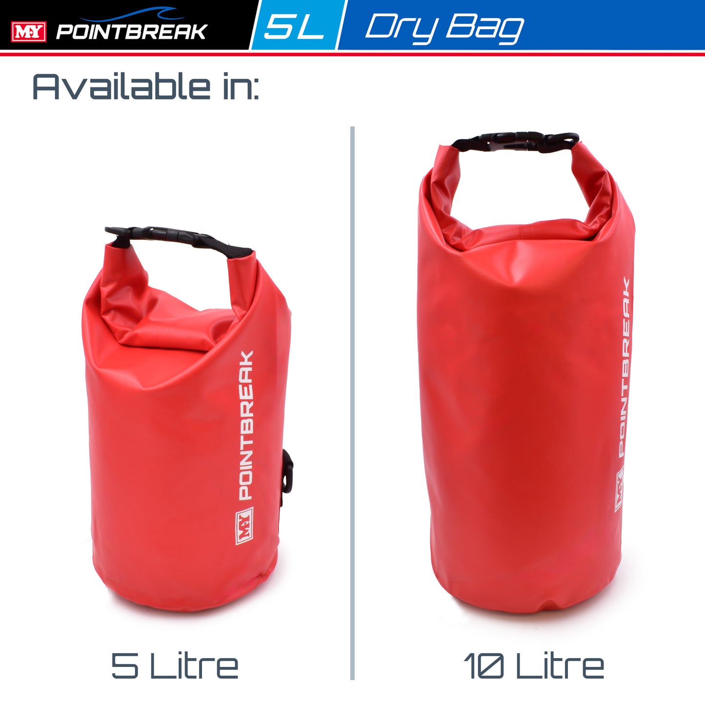 M.Y Point Break Red 5L Dry Bag | Adjustable Strap | Waterproof Dry Bag for Kayaking, Fishing, Canoeing, Hiking
