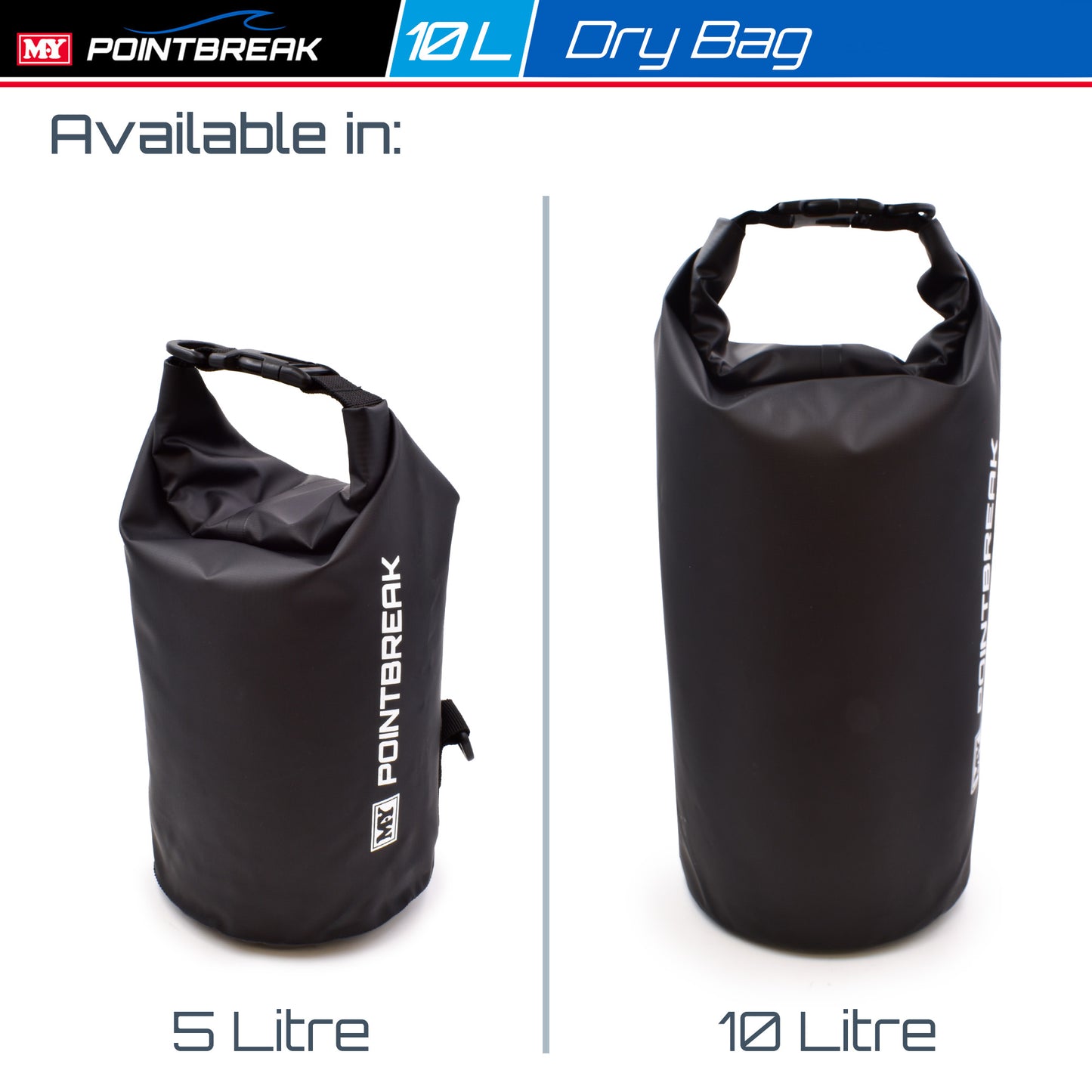 M.Y Point Break Black 10L Dry Bag | Adjustable Strap | Waterproof Dry Bag for Kayaking, Fishing, Canoeing, Hiking