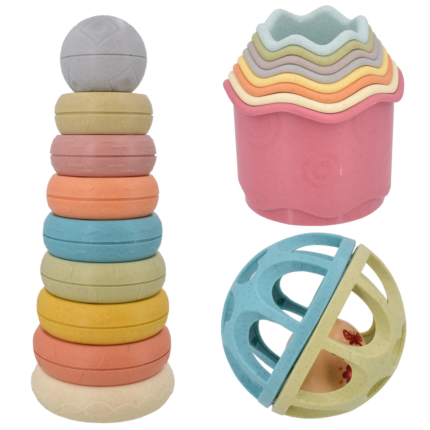 Play Project Baby Stacking Rings Cup and Ball Set | Eco Friendly Early Development & Activity Baby Toys