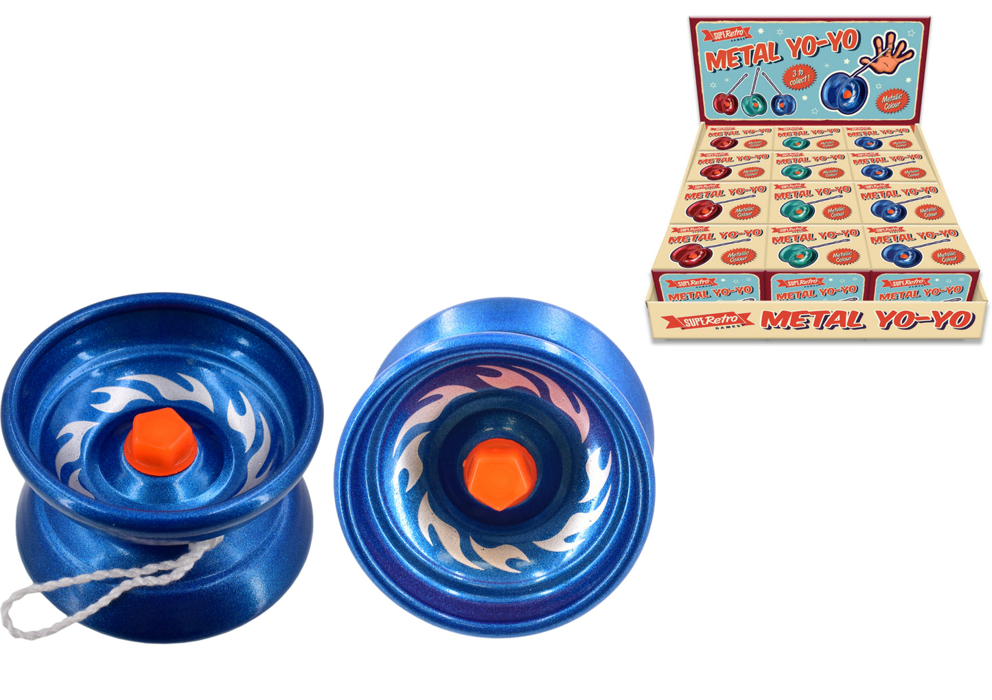 METAL YO YO "RETRO" IN COLOUR BOX & DISPLAY BOX