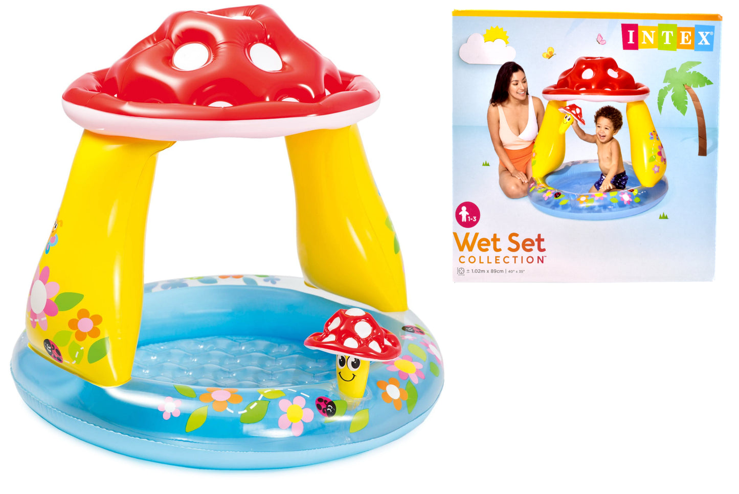 mushroom baby pool 40 x 35in - ages 1-3 yrs
