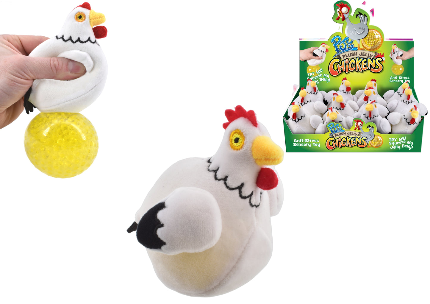 PLUSH JELLY SQUEEZERS - CHICKEN IN DISPLAY BOX