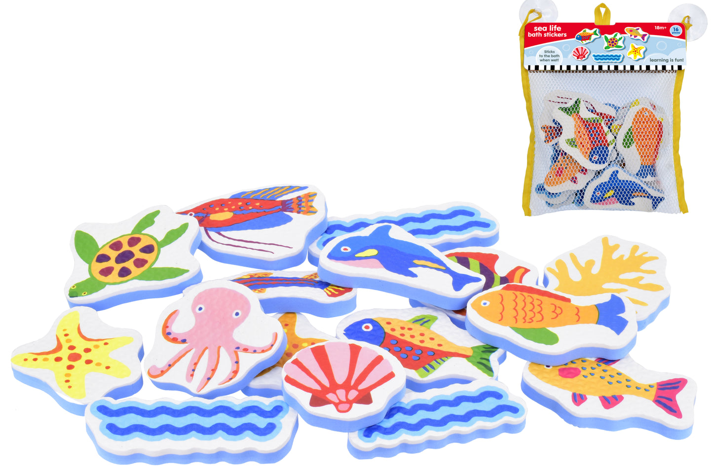 16PC EVA BATH TOYS - SEA LIFE