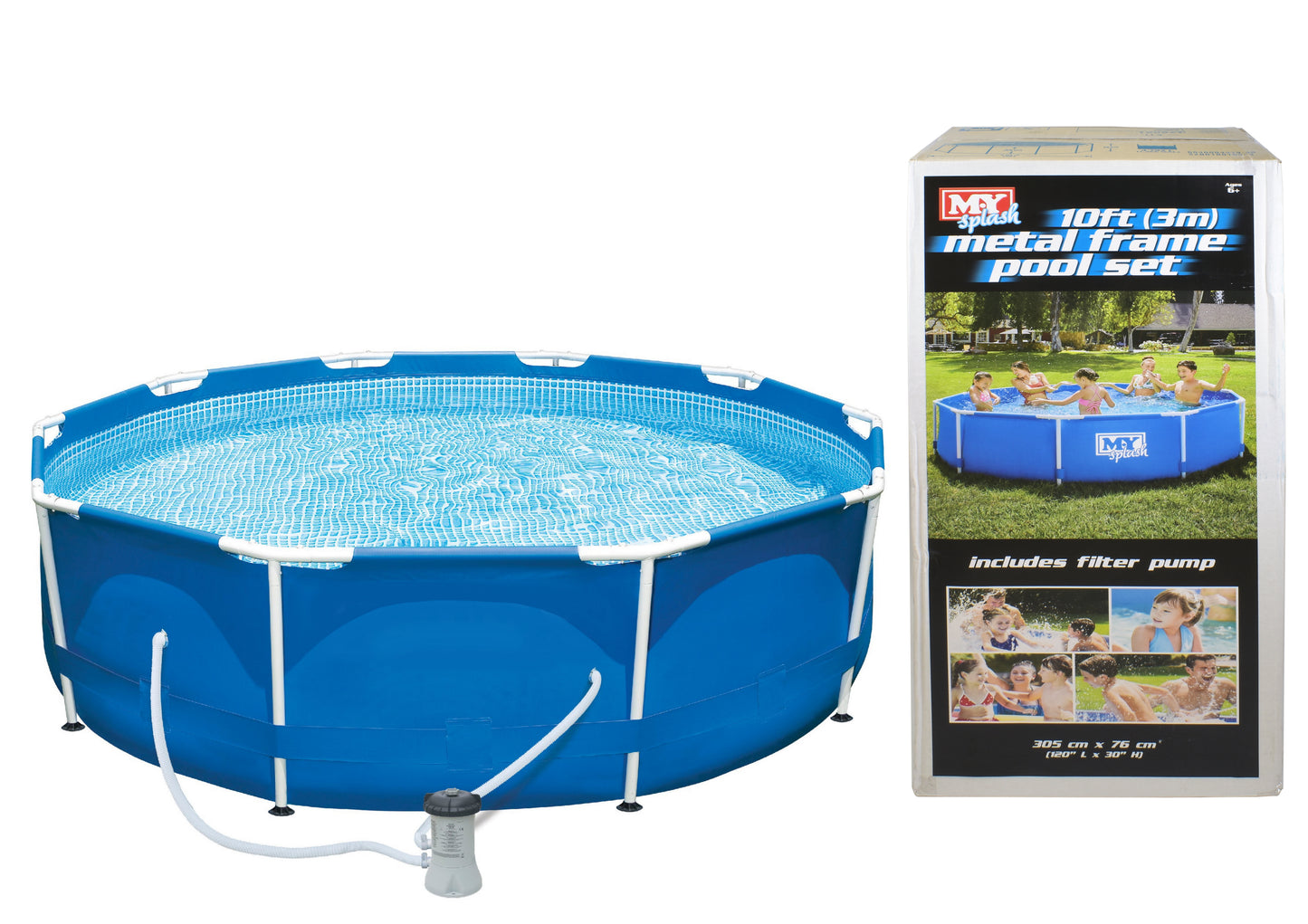 metal frame pool set 10' x 30" m.y
