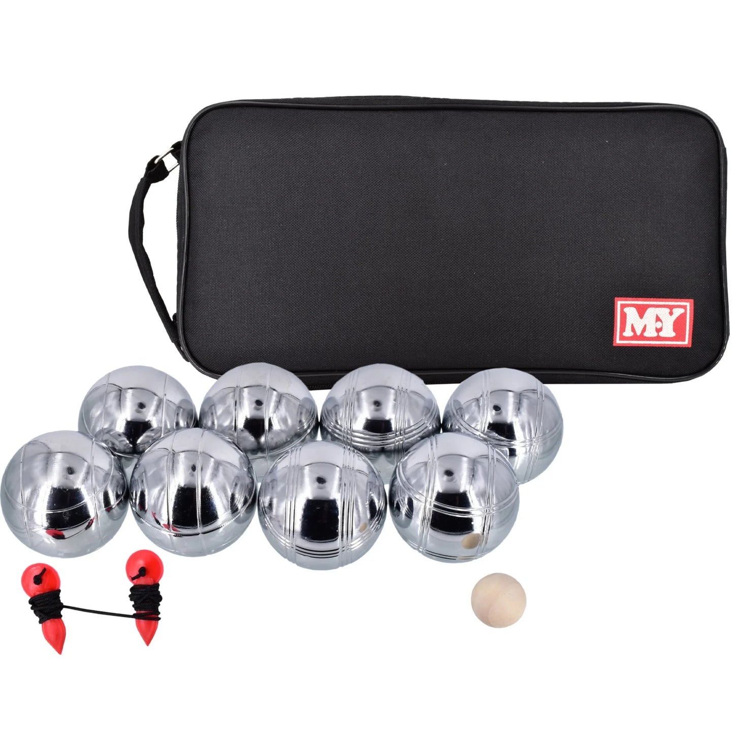 KandyToys Premium 8 Piece Metal Boules Set - Heavy Duty Steel Balls with Carrying Case for Bocce Petanque and Lawn Games - Outdoor Games