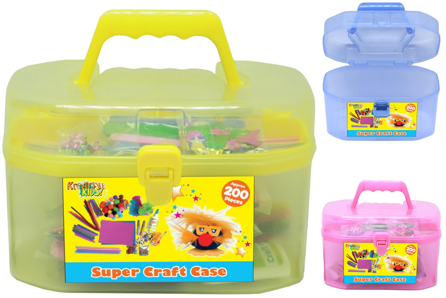 Kreative Kids Craft Carry Case Set | Art and Craft Equipment including Poms-Poms Glitter Pipe Cleaners