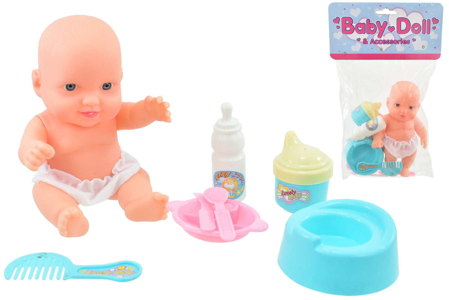 KandyToys Baby Doll & Accessories Playset With Travel Bag