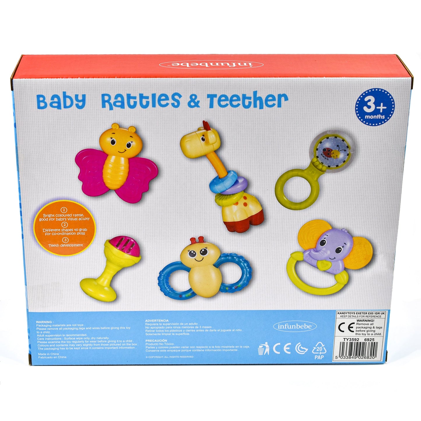 KandyToys 6 Pack Teething Toys and Rattles