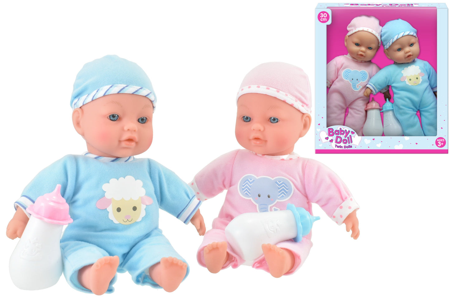 KandyToys 31cm Soft Body Twin Baby Dolls With Bottles | Dolls For Girls & Boys | Kids Toy | Baby Doll Set