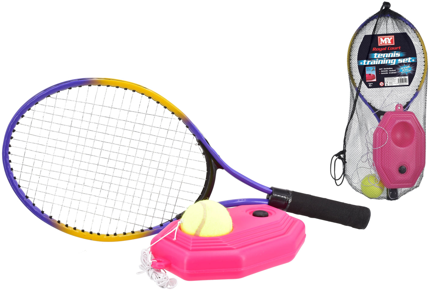 M.Y Tennis Training Set | Tennis Trainer Rebound Ball and Tennis Racket Set | Indoor & Outdoor | Adults & Kids