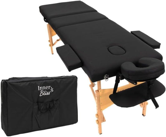 Inner Bliss Portable Massage Table 3 Section Folding Therapy Spa Bed