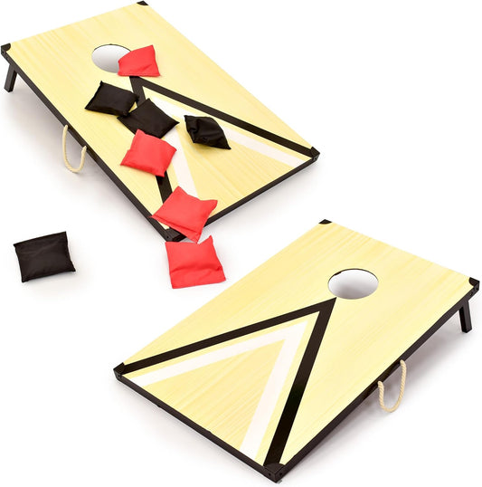 KandyToys Wooden Bean Bag Toss Garden Games Two Pack Cornhole Game 2 Player Set