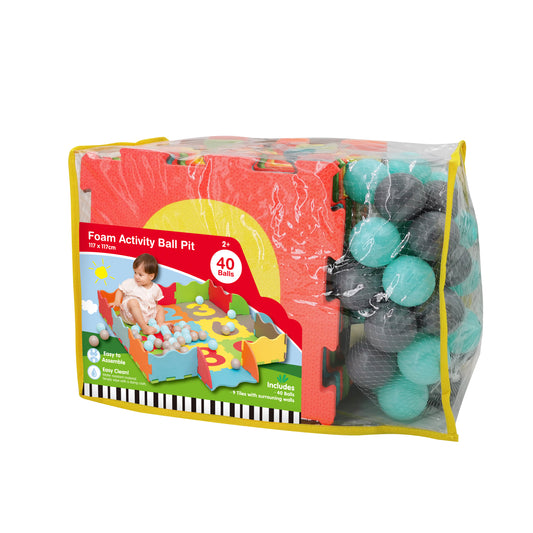 M.Y Interlocking Foam Play Mats with 40 Ball Pit Balls - Multi Colour Soft EVA Baby Floor Tile Puzzle Mat
