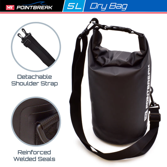M.Y Point Break Black 5L Dry Bag | Adjustable Strap | Waterproof Dry Bag for Kayaking, Fishing, Canoeing, Hiking