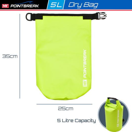 M.Y Point Break Green 5L Dry Bag | Adjustable Strap | Waterproof Dry Bag for Kayaking, Fishing, Canoeing, Hiking