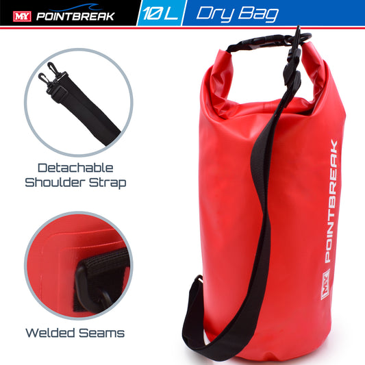 M.Y Point Break Red 10L Dry Bag | Adjustable Strap | Waterproof Dry Bag for Kayaking, Fishing, Canoeing, Hiking