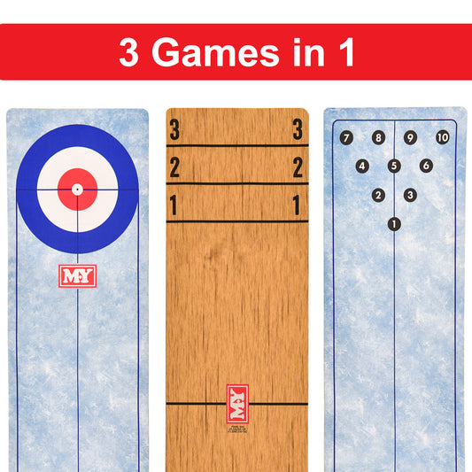 M.Y 3 in 1 Table Top Curling, Bowling, Shuffleboard Portable Family Game