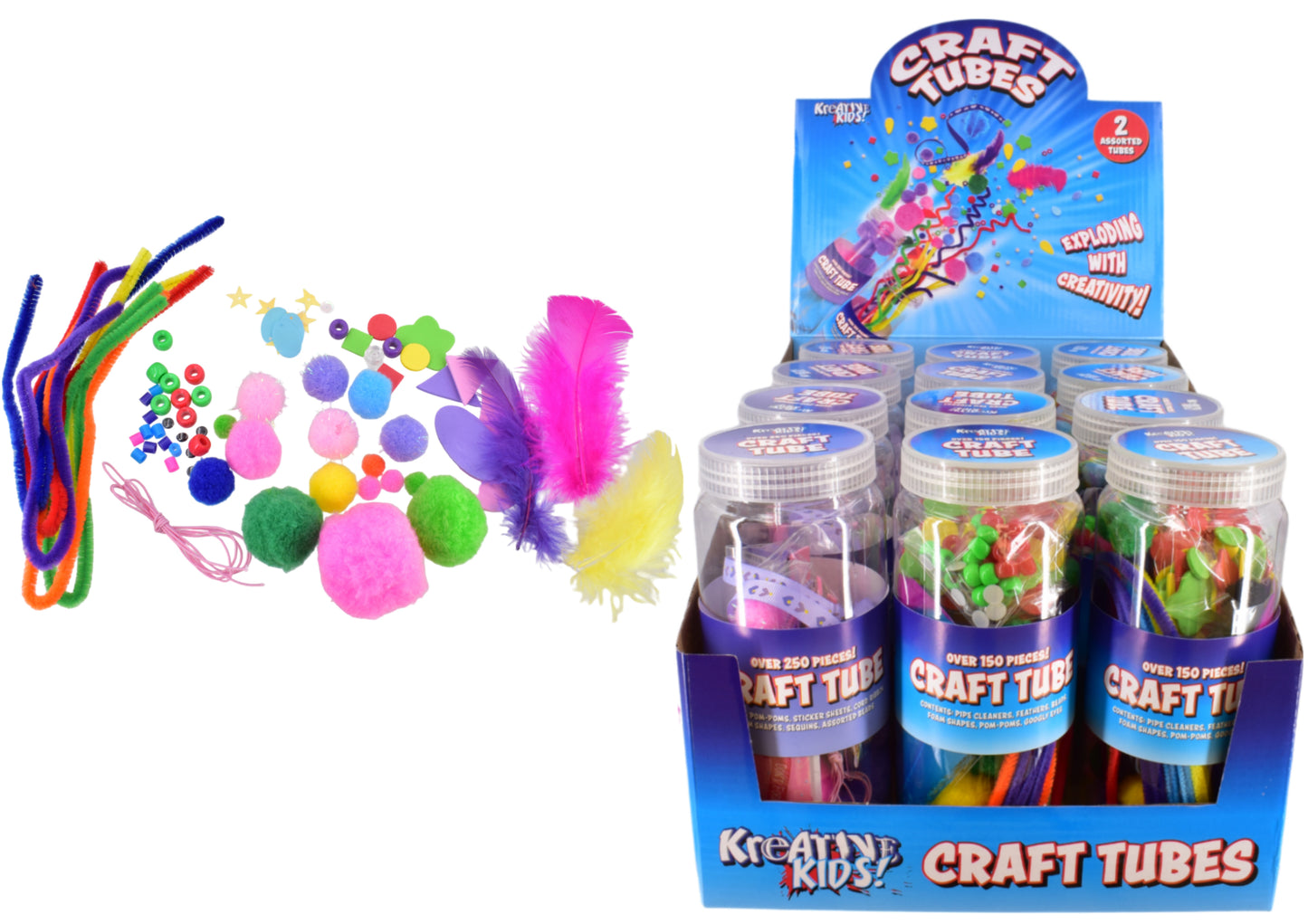 CRAFT TUBES IN DISPLAY BOX - 2 ASSORTED