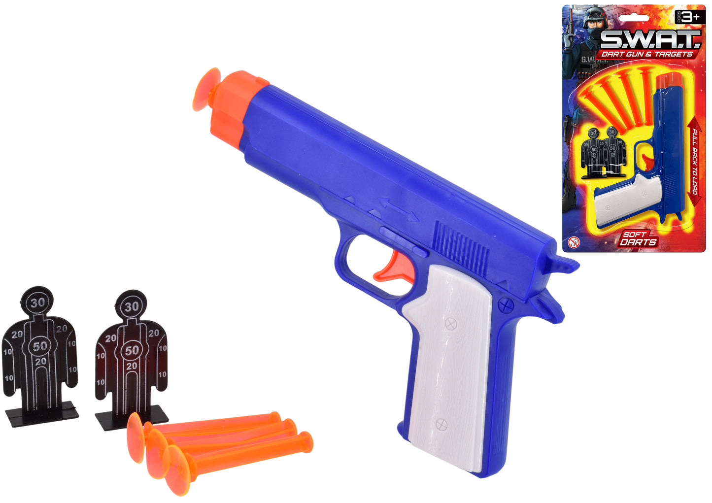 police dart gun and target set "swat" - b'card