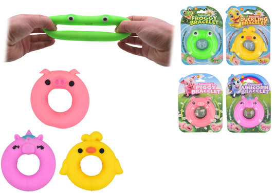 SQUISHY ANIMAL BRACELET - 4 ASST - BLISTERCARD