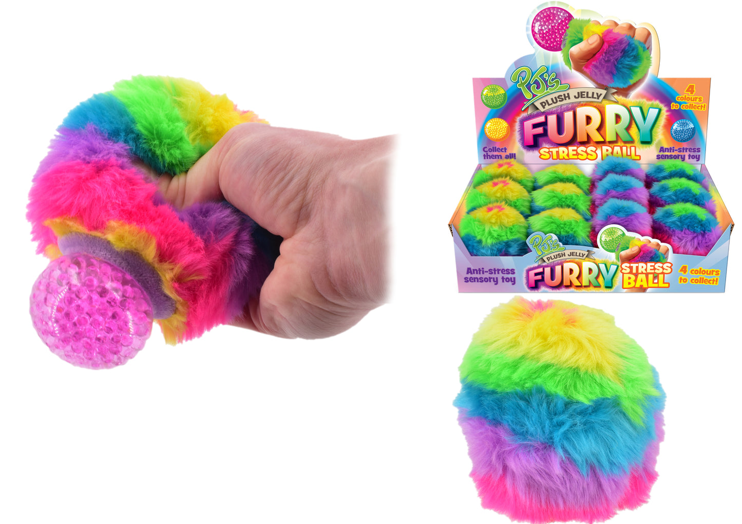 PLUSH JELLY SQUEEZER - FURRY BALL - DISPLAY BOX