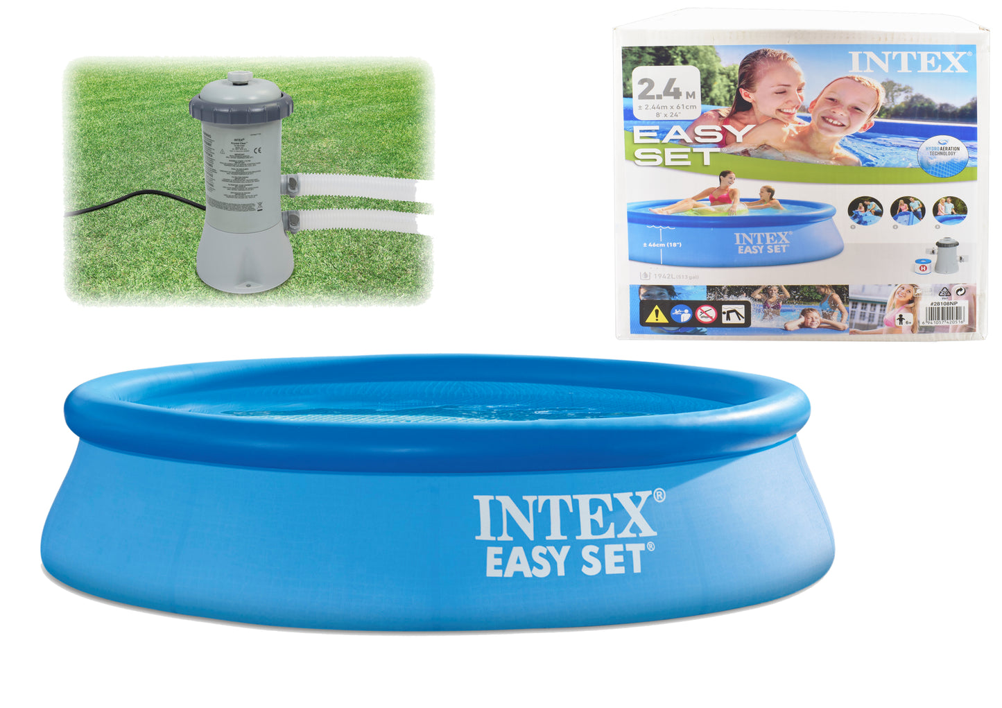 easy set pool set 8' x 24" (with 220-240v f. pump)