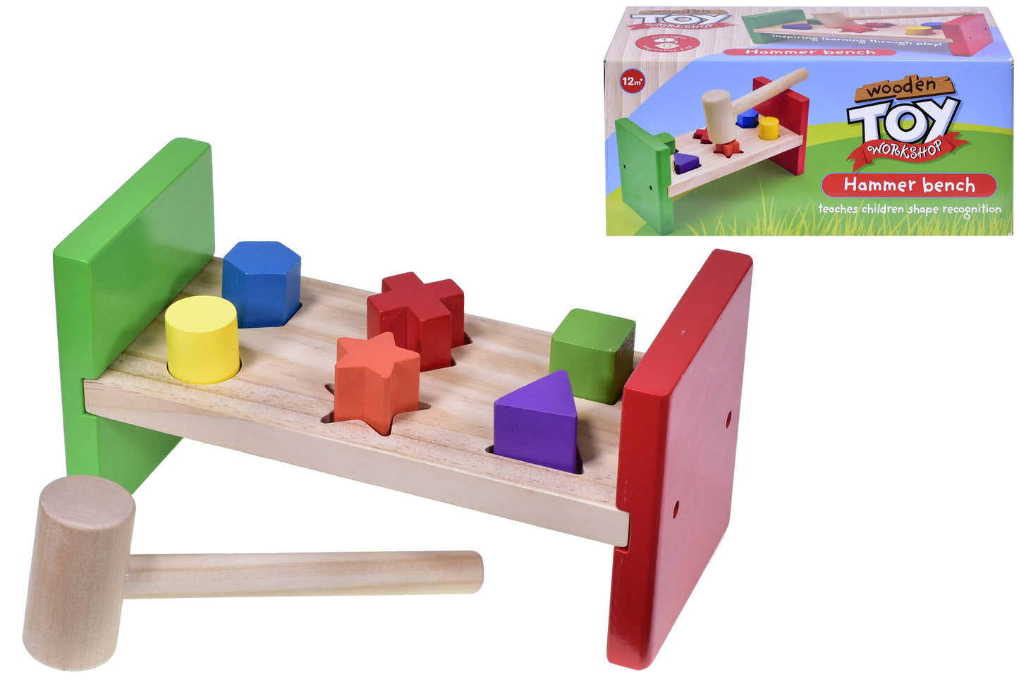 WOODEN HAMMER BENCH PLAYSET IN COLOUR BOX