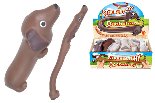 STRETCHY DACHSHUND IN DISPLAY BOX (3 ASSORTED)