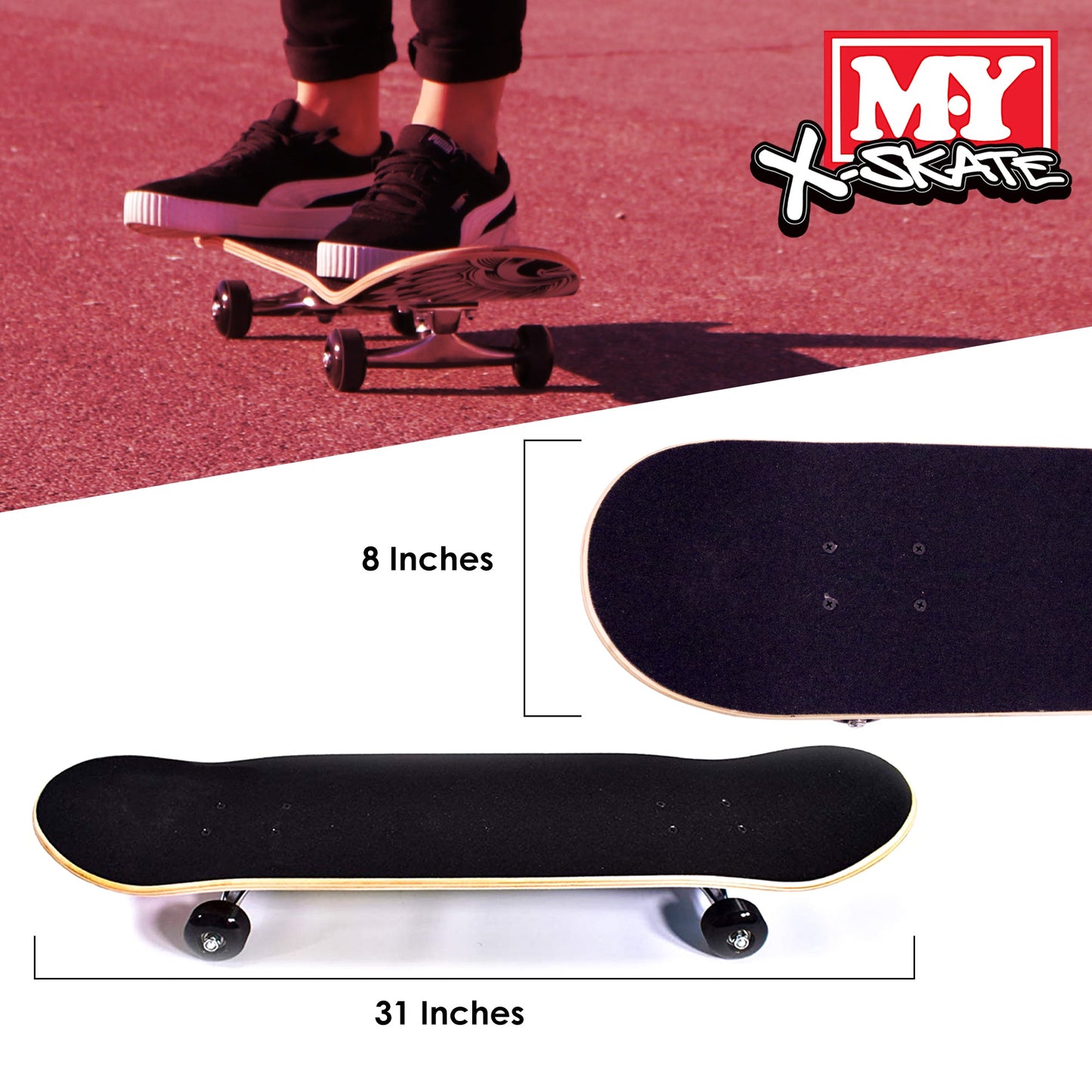 31" Double Kick Skateboard