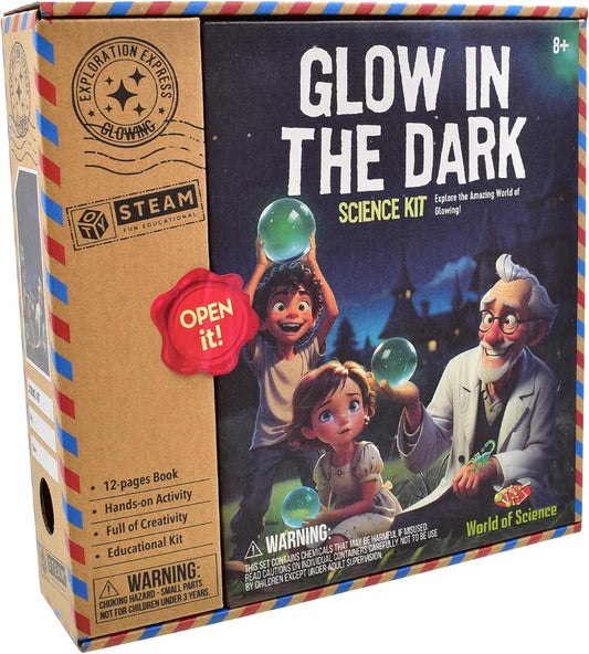 GLOW IN THE DARK SCIENCE KIT IN COLOUR BOX