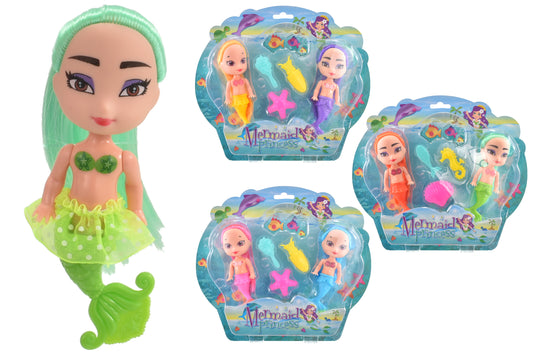 2PC MERMAID DOLLS ON BLISTERCARD 3 ASSORTED