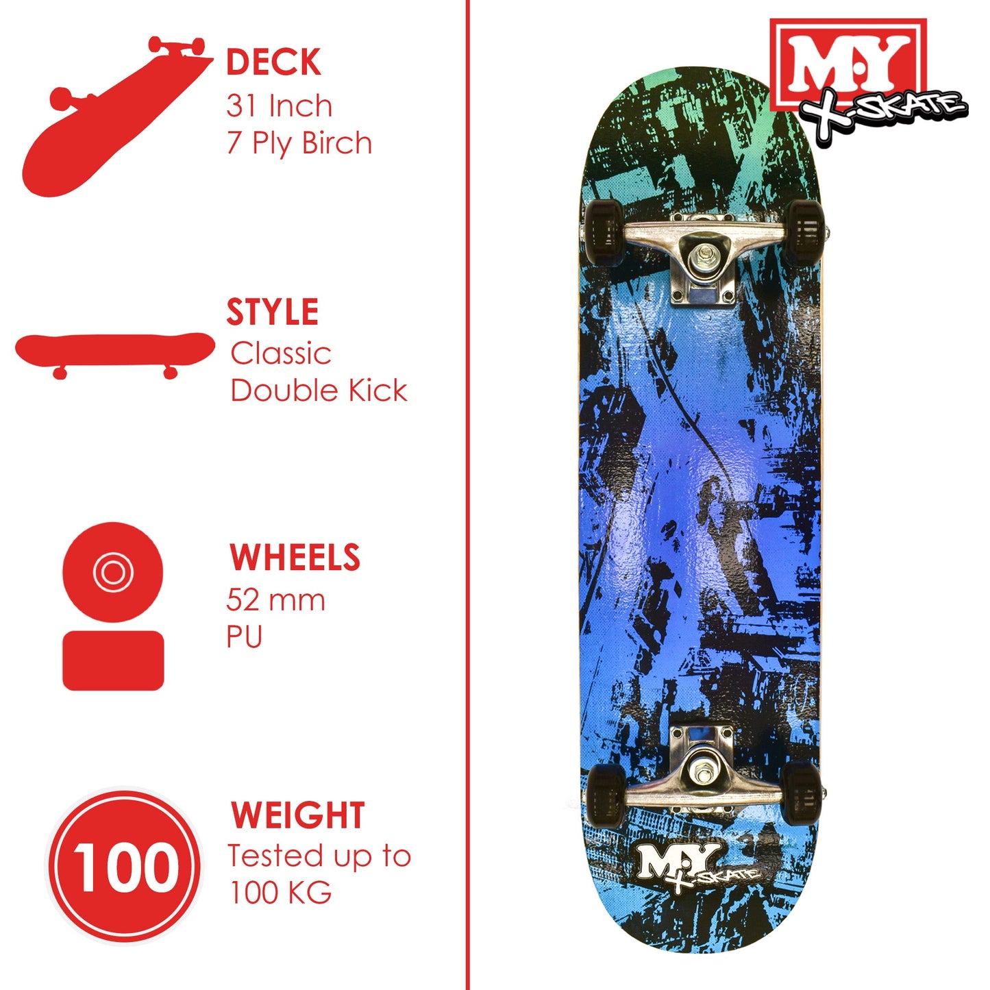 31" Double Kick Skateboard