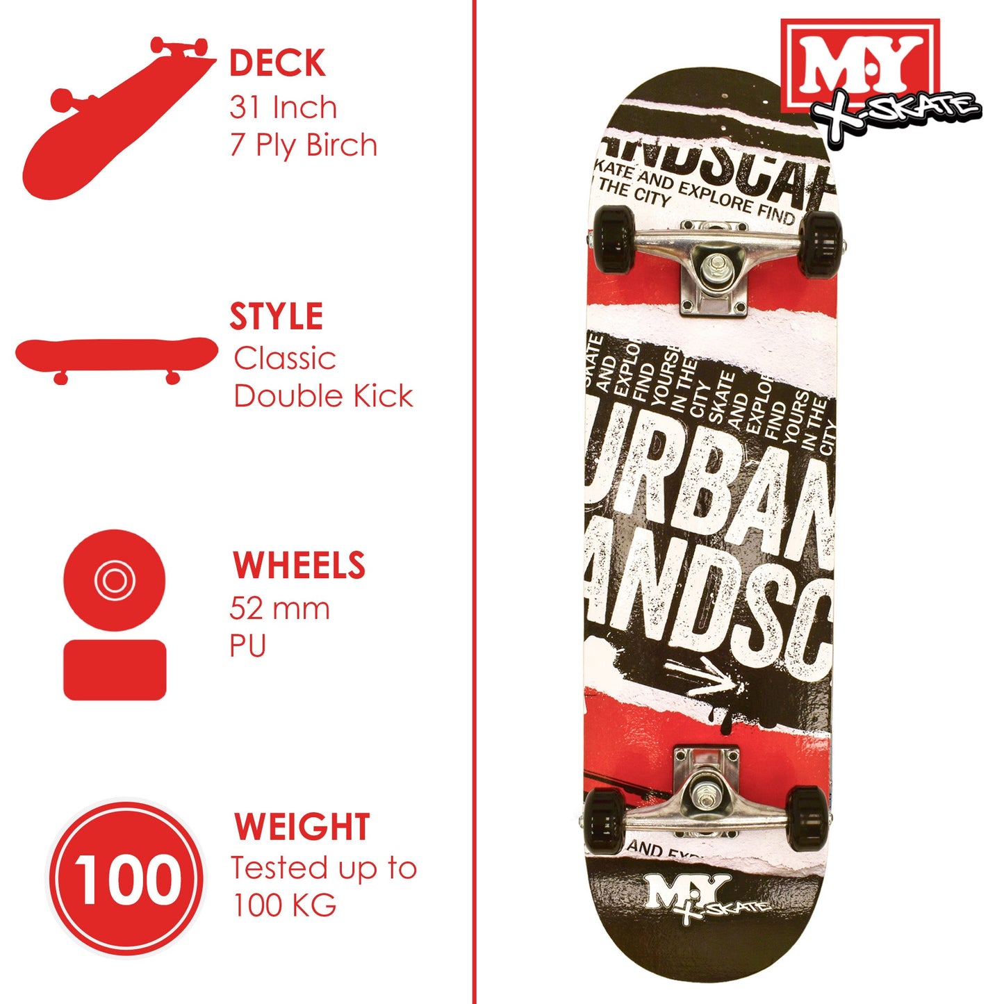 31" Double Kick Skateboard