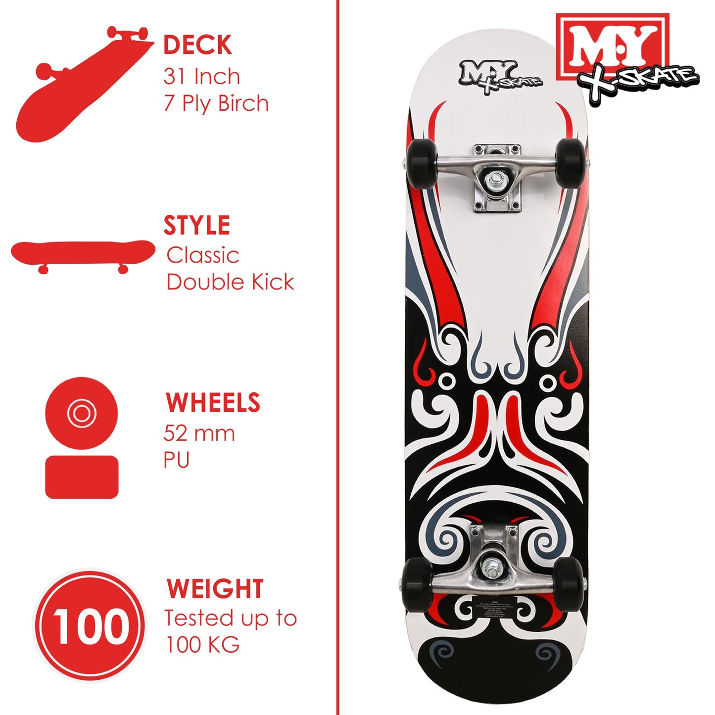 31" Double Kick Skateboard