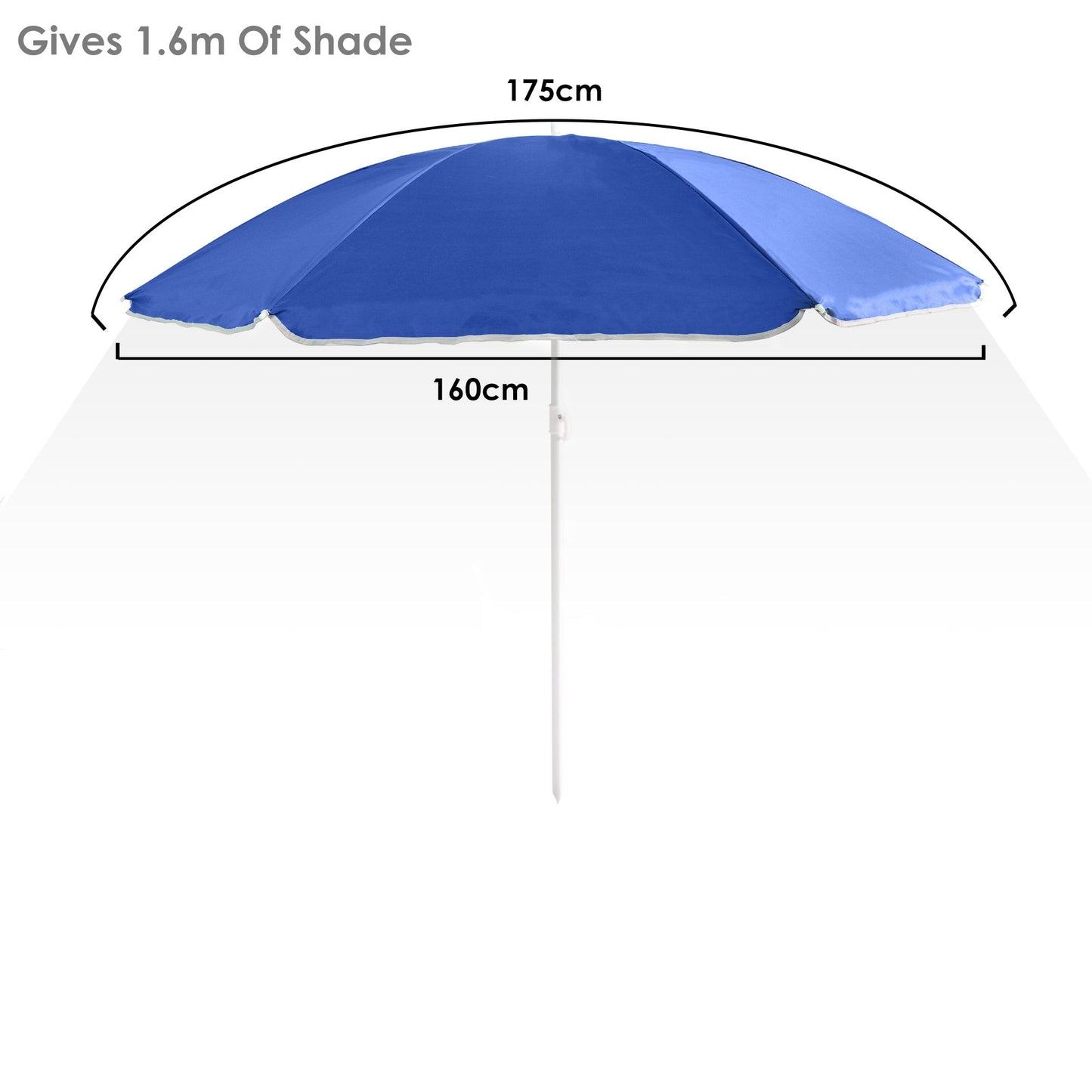 Out There! Blue 1.6m Garden Parasol Umbrella Sun Shade with Adjustable Height Tilt Function and UPF40+ Protection