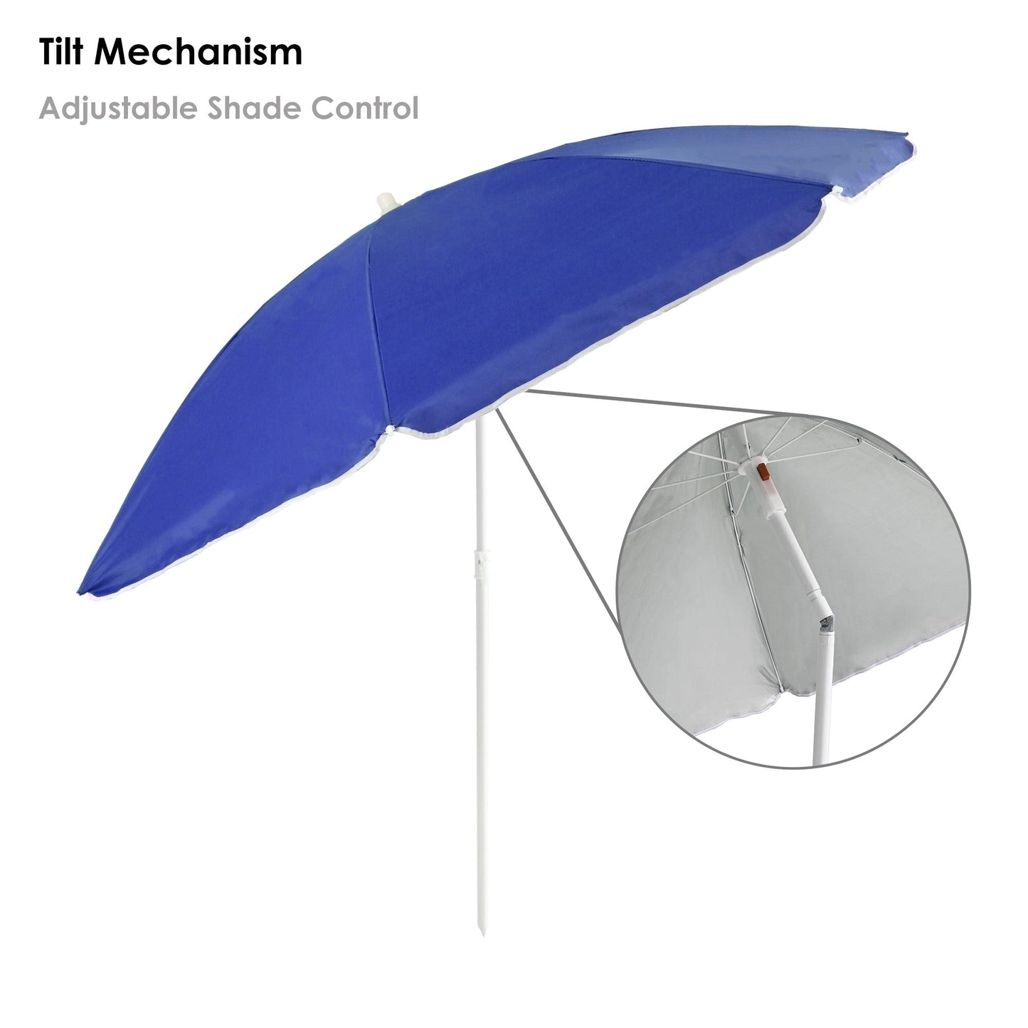 Out There! Blue 1.6m Garden Parasol Umbrella Sun Shade with Adjustable Height Tilt Function and UPF40+ Protection