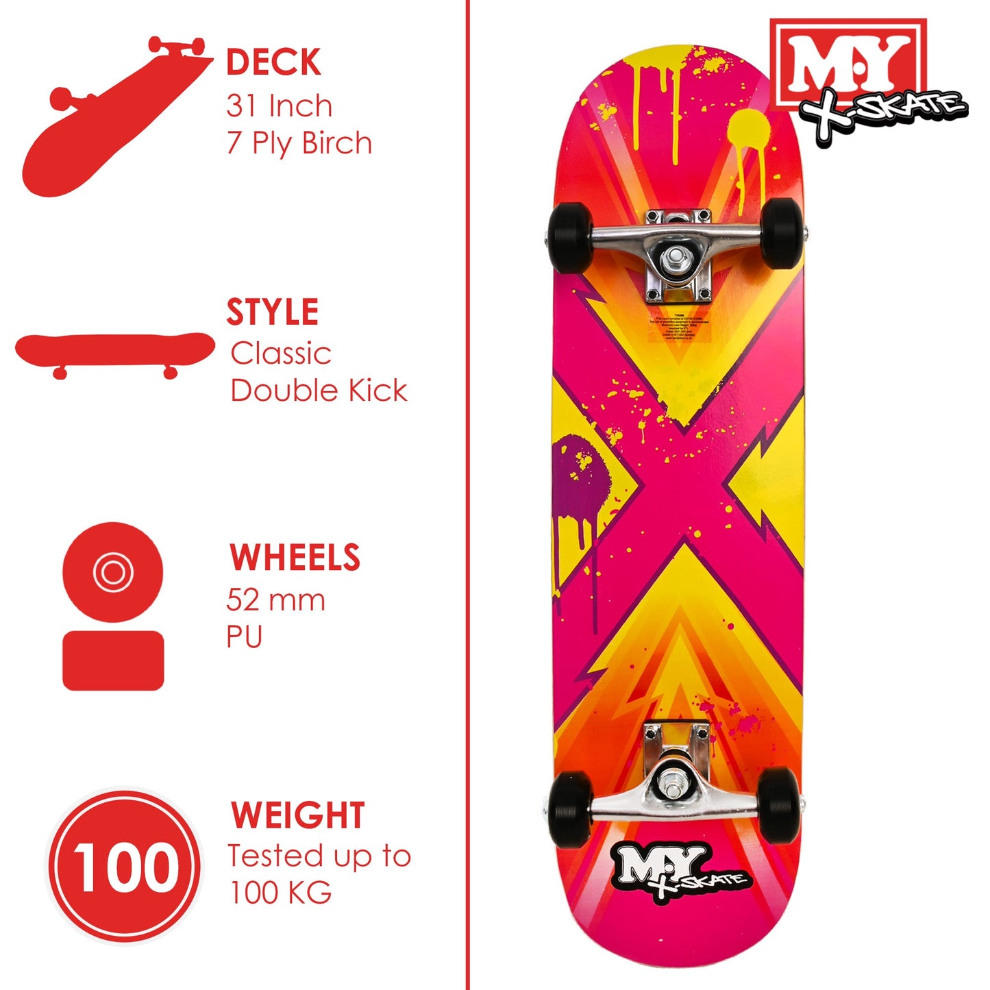 31" Double Kick Skateboard