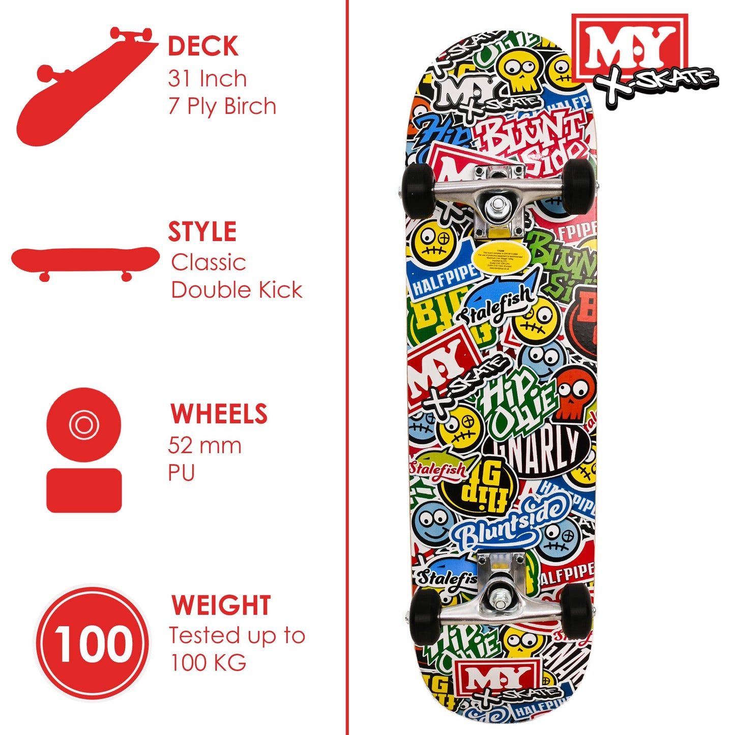 31" Double Kick Skateboard