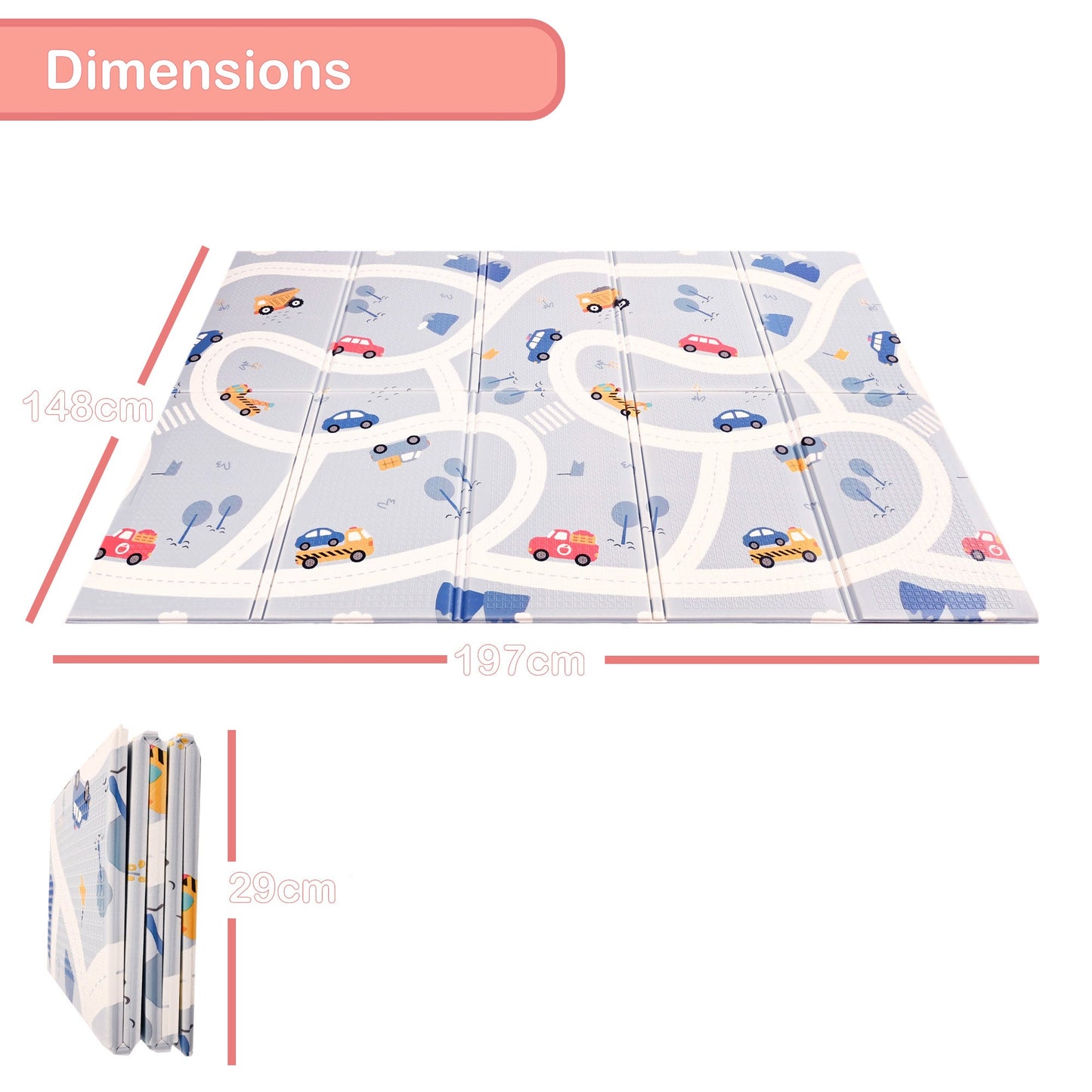 Car Folding Play Mat  - 1.98 x 1.48m