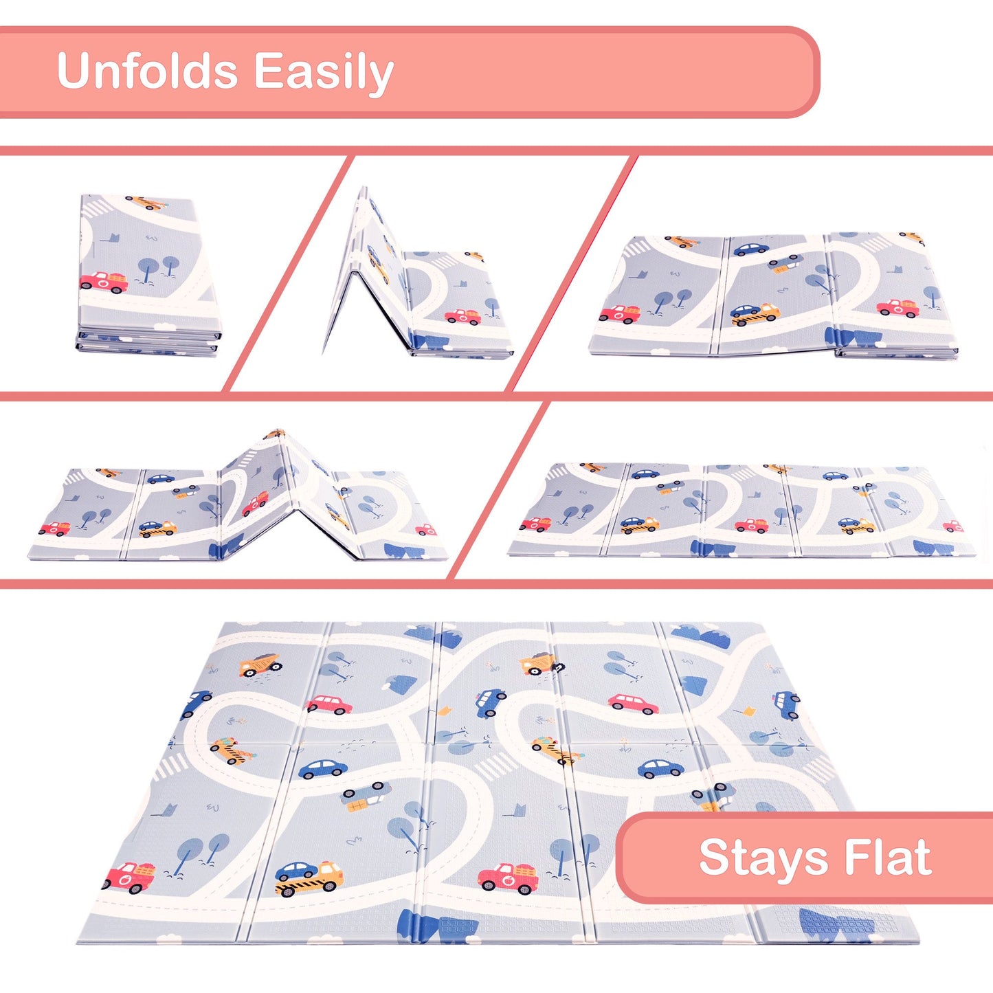 Car Folding Play Mat  - 1.98 x 1.48m