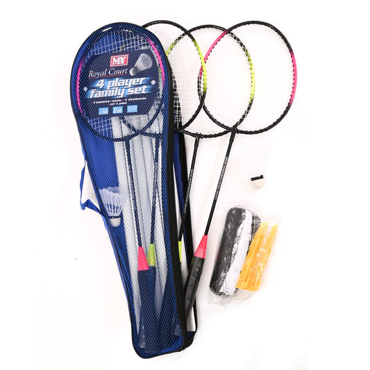 M.Y Family Badminton Set with Net 4 Player Badminton Rackets | Outdoor Games
